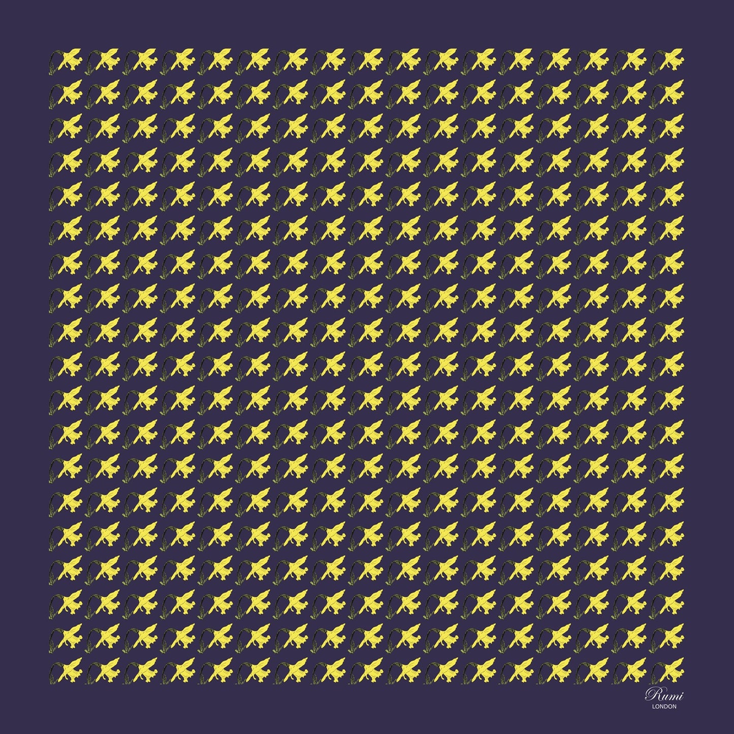 Daffodils Silk Pocket Square - Navy