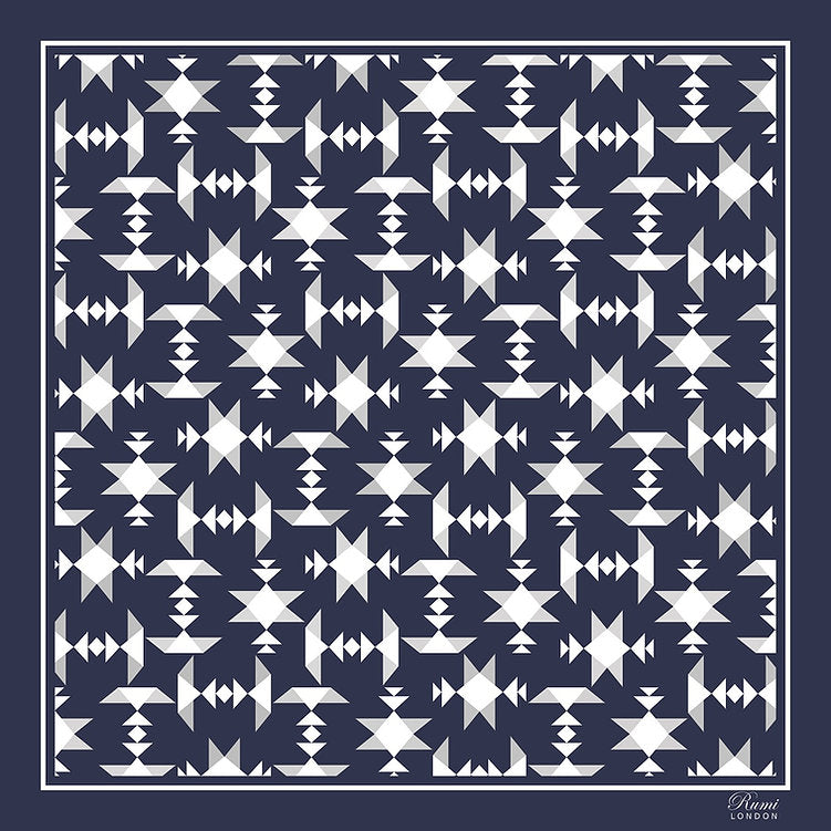 Silk Twill Motif Scarf - Orange