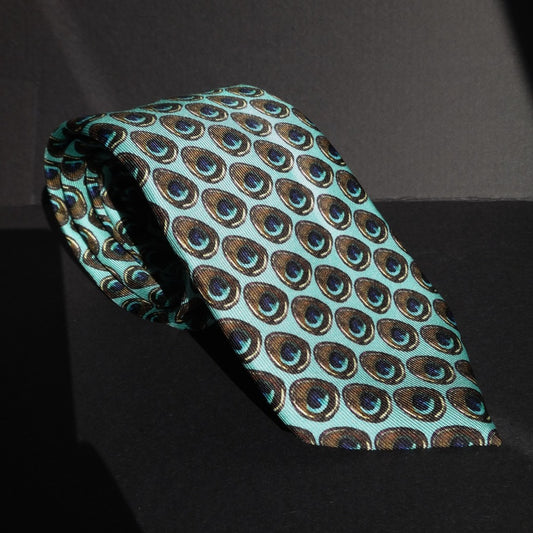Pure Silk Peacock Feather Motif Tie image 1
