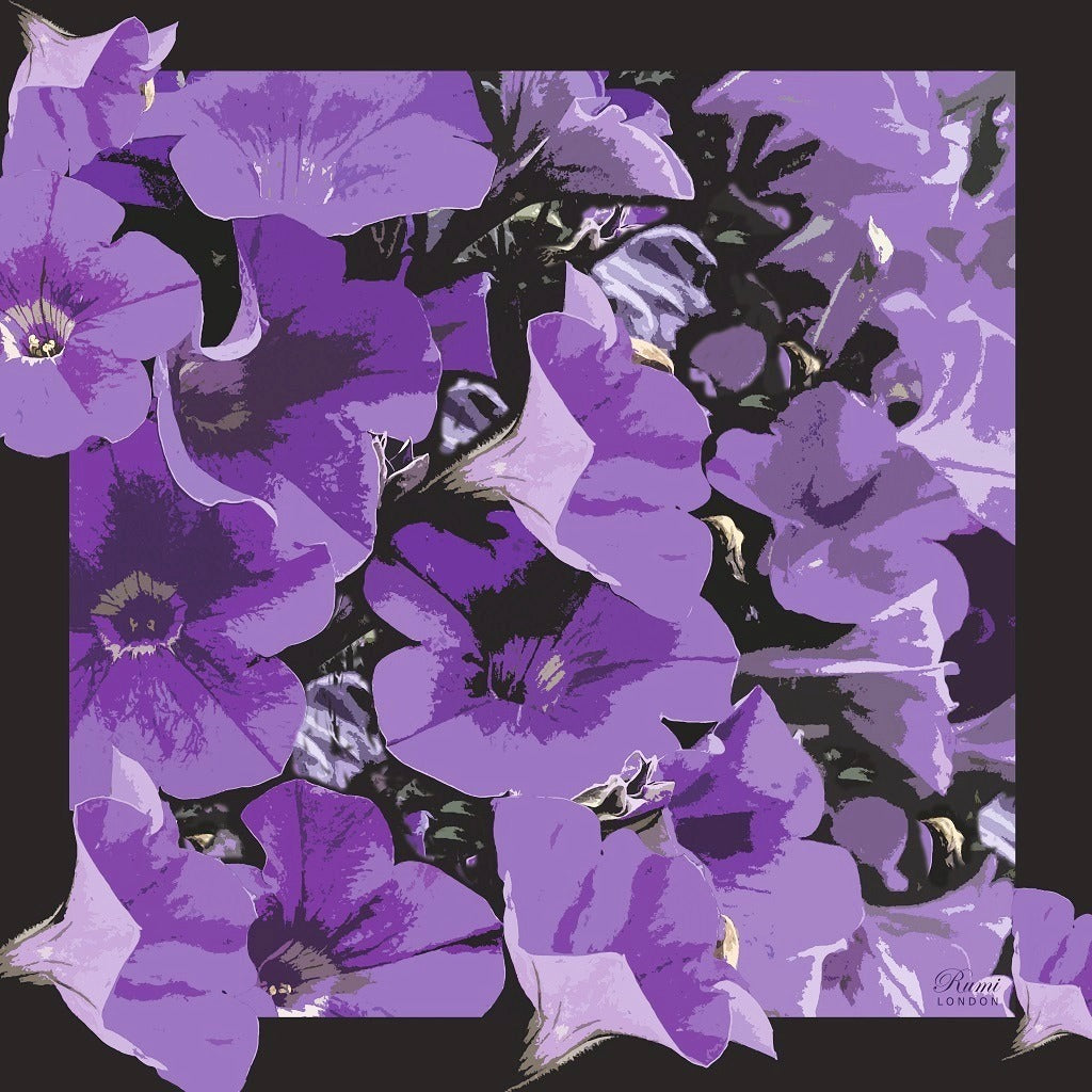 Plush Purple Floral Silk Scarf image 1