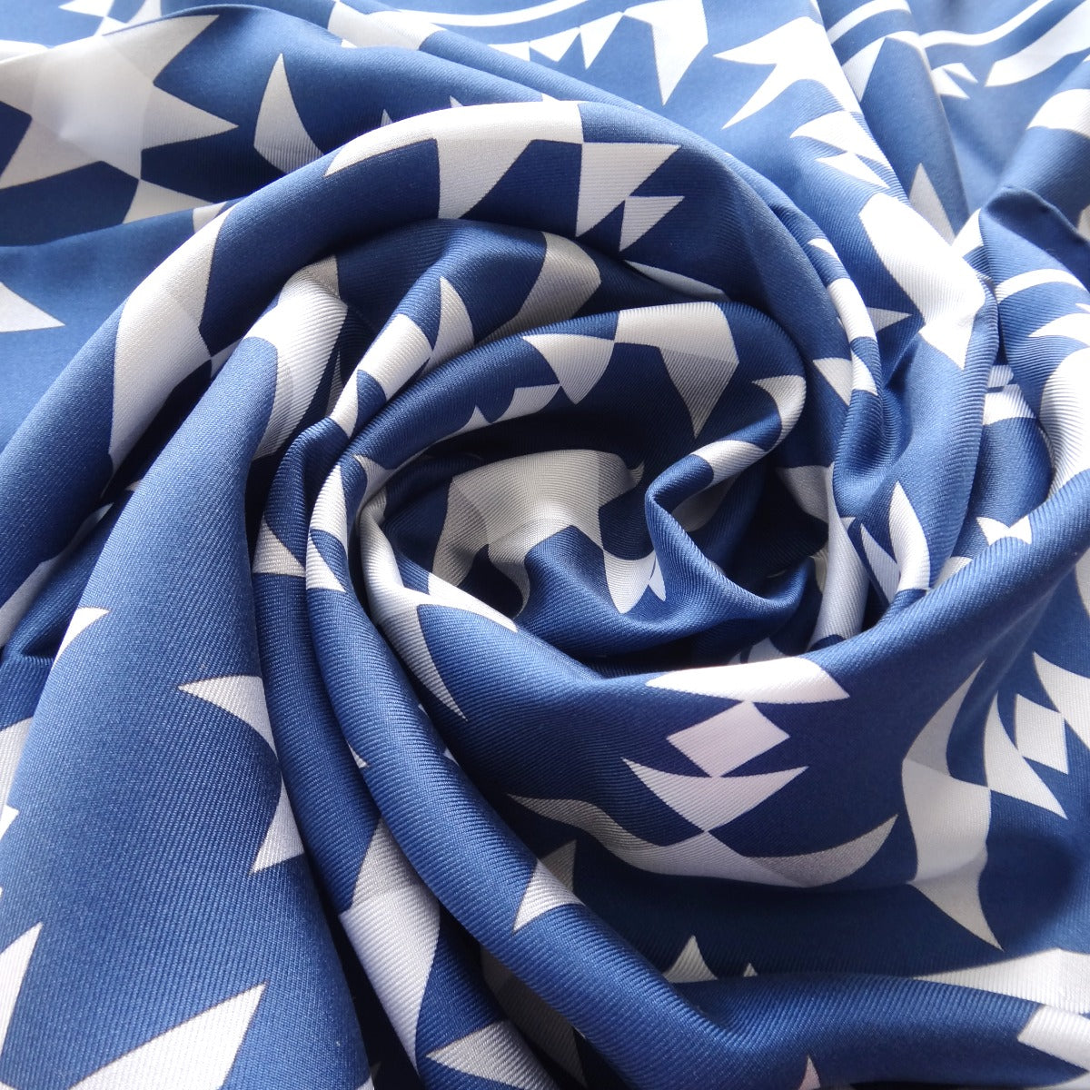 Silk Twill  Motif Scarf - Blue image 2