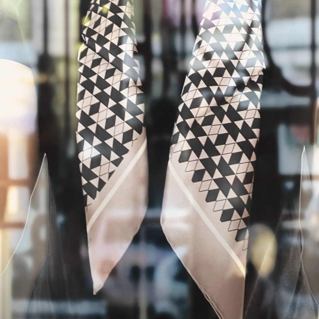 Geometric Motif Square Silk Scarf image 2