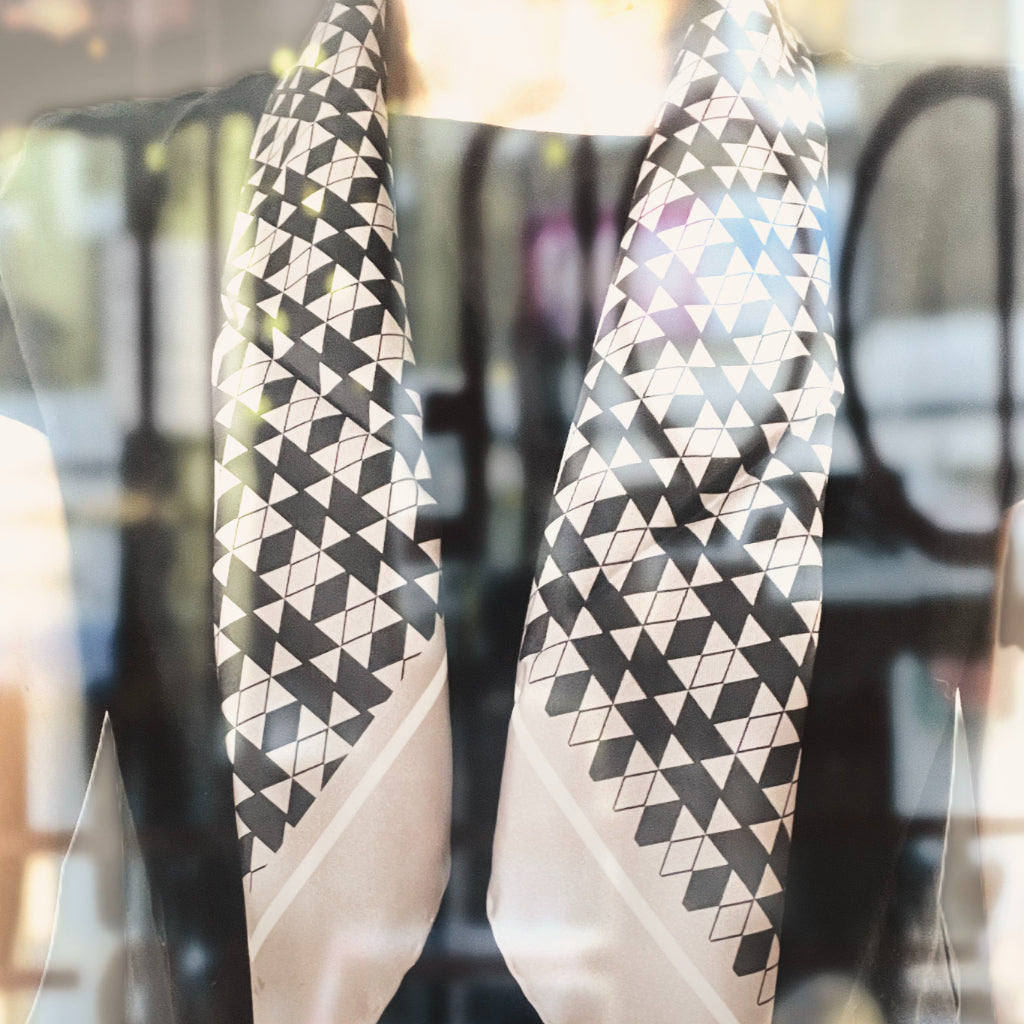 Geometric Motif Square Silk Scarf image 3