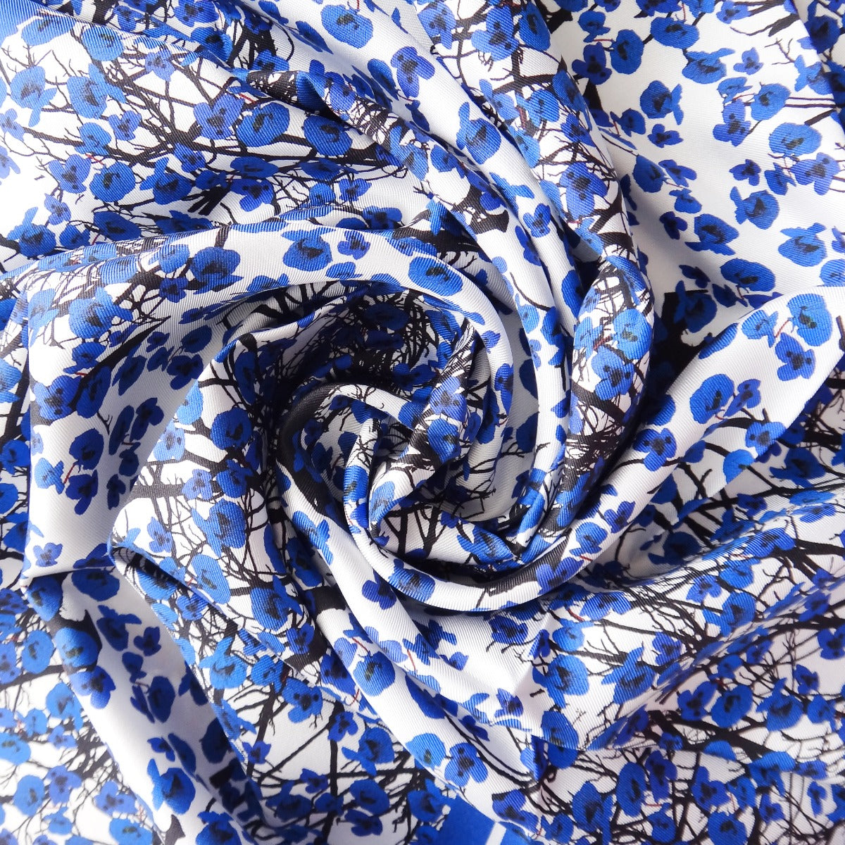 Scattered Poppies Luxury Silk Scarf - Blue image 2