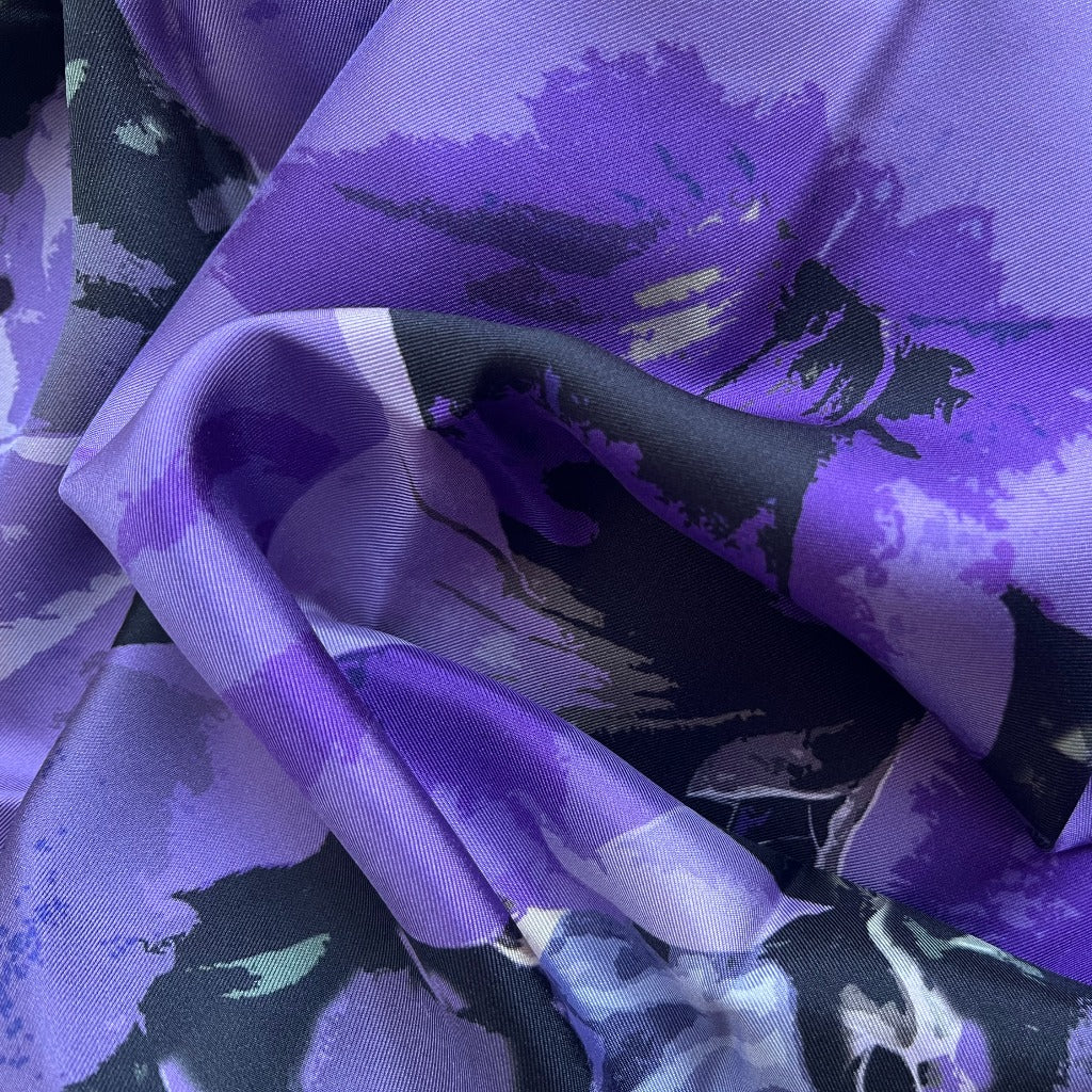 Plush Purple Floral Silk Scarf image 2