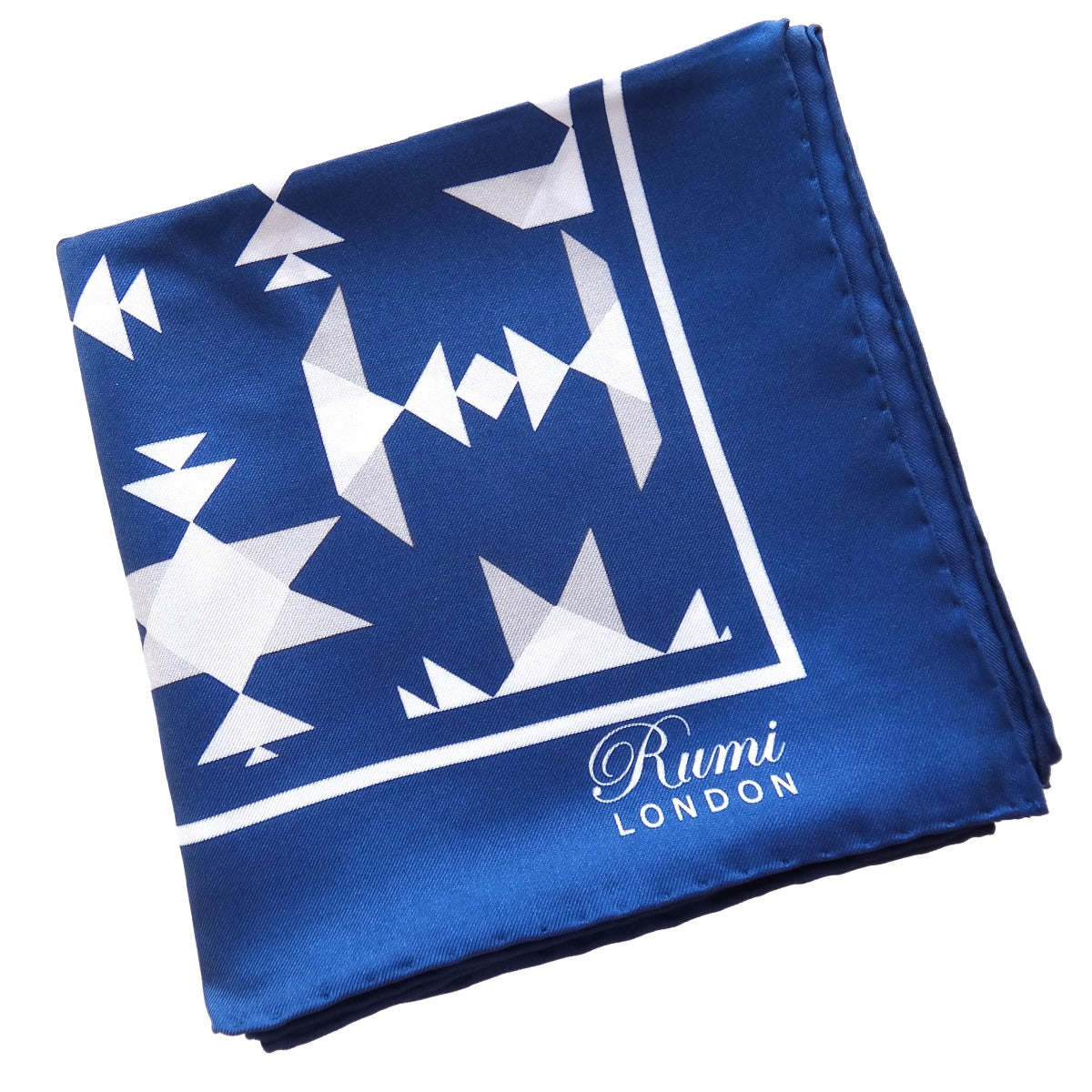 Silk Twill  Motif Scarf - Blue image 3