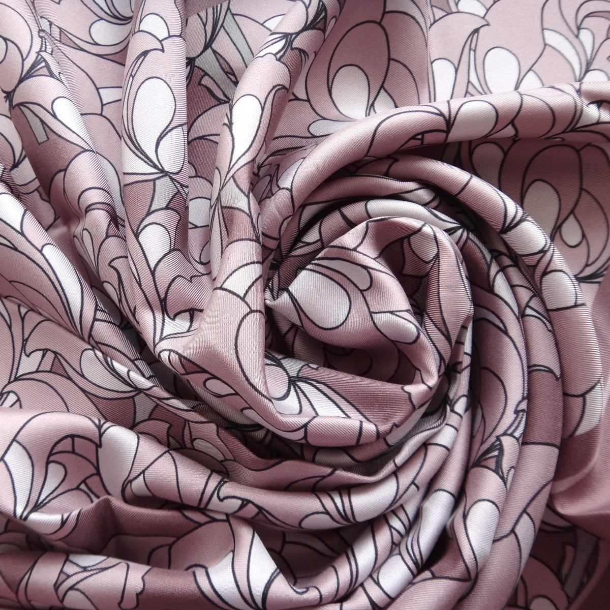 Floral Square Silk Twill Scarf - Pink image 1